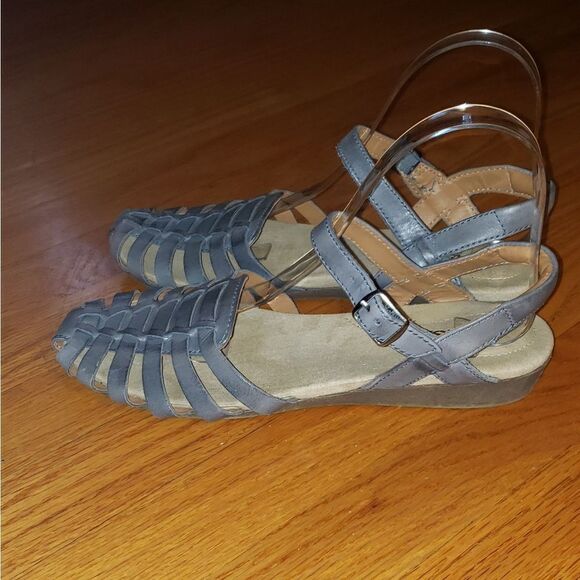 Clarks Gray / Blue leather sandals - Picture 3 of 6